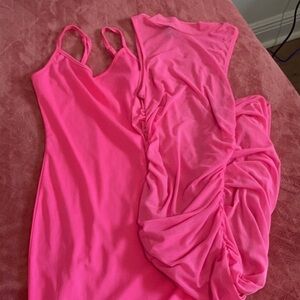 Hot Pink / two layer mini dress